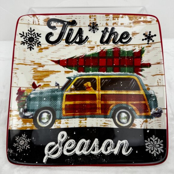 2 Geoffrey Allen 2014 Sleigh Bell 8.5" Square Plates by Certified Internat READ - Picture 4 of 12